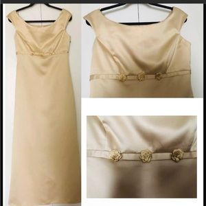 Alfred Angelo Formal Prom Weddings Dress Sz 9/10 Maxi Embellished Gold Tone